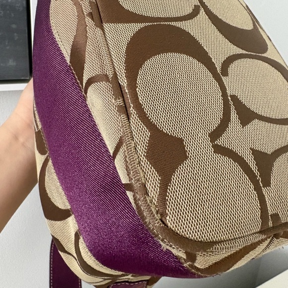 SOLD Coach Tan and Purple Shoulder Bag - Picture 6 of 11